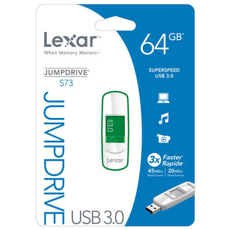 Lexar JumpDrive S73 USB 3.0 64GB Flash Drive, Green