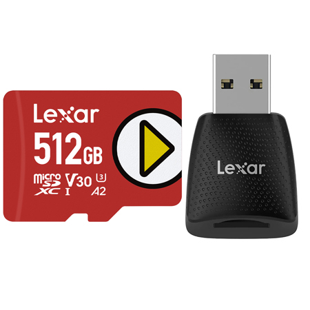 Lexar PLAY Series 512GB UHS-I microSDXC Memory Card, Bundle with microSD USB 3.2 Gen 1 Type-A Card Reader