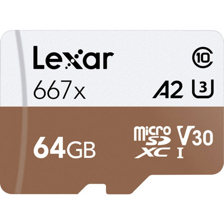 Lexar 64GB Professional 667x Class 10 UHS-I U3 MicroSDXC Memory Card, SD Adapter