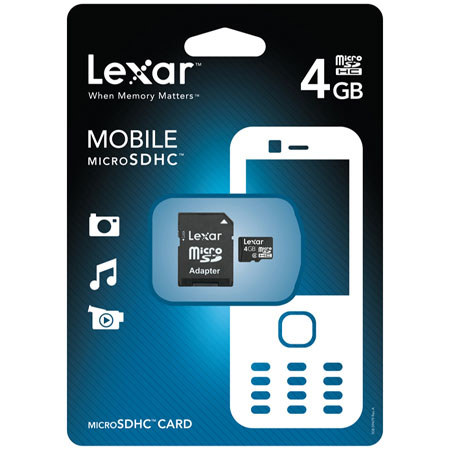 Lexar LSDMI4GBASBNAA 4GB MicroSD Card with Adaptr