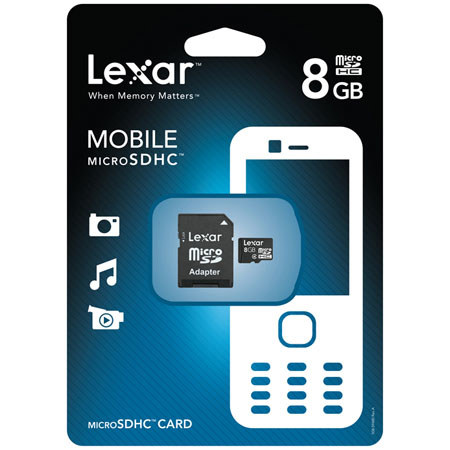 Lexar LSDMI8GBASBNAA 8GB MicroSD Card with Adaptr