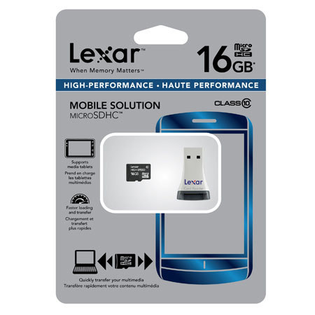 Lexar 16GB High-Speed microSDHC Secure Digital Memory Card with Card Reader