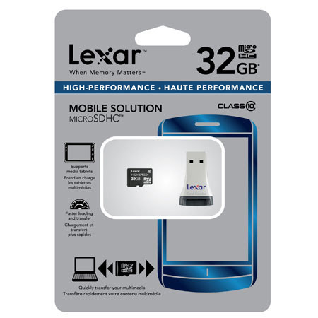 Lexar 32GB High-Speed microSDHC Secure Digital Memory Card with Card Reader