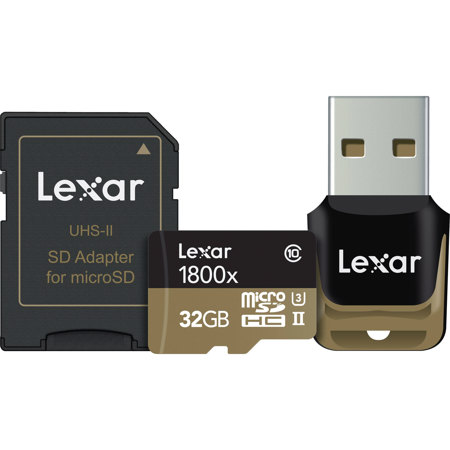 Lexar 32GB Professional 1800x microSDHC UHS-II Memory Card, 270MB/s Read Speed
