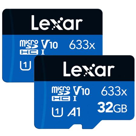 Lexar BLUE Series High-Performance 633x 32GB UHS-I microSDHC Memory Card, 2-Pack