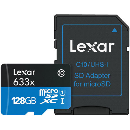 Lexar 128GB High-Performance 633x UHS-I microSDXC Memory Card with SD Adapter