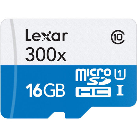 Lexar 16GB High-Performance 300x Class 10 microSDHC UHS-I Memory Card