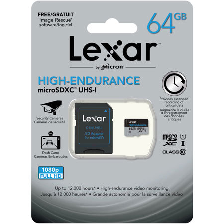 Lexar 64GB High Endurance UHS-I Class 10 microSDXC Memory Card