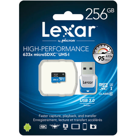 Lexar 256GB High-Performance 633x Class 10 microSDXC UHS-I Memory Card