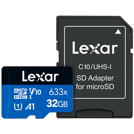 Lexar BLUE Series High-Performance 633x 32GB UHS-I microSDHC Memory Card with SD Adapter