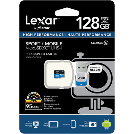 Lexar 128GB Class 10 UHS-I U1 microSDXC Memory Card + USB Reader