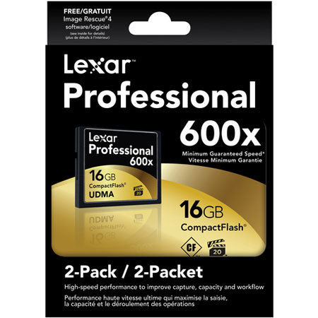 Lexar 16GB UDMA 600x CompactFlash Memory Card, Two-Pack