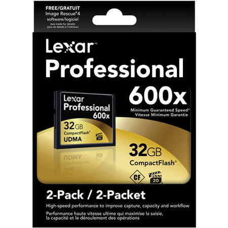 Lexar 32GB, UDMA 600x CompactFlash Memory Card, Two Pack