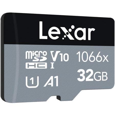 Lexar SILVER Professional 1066x 32GB microSDHC UHS-I Memory Card with SD Adapter