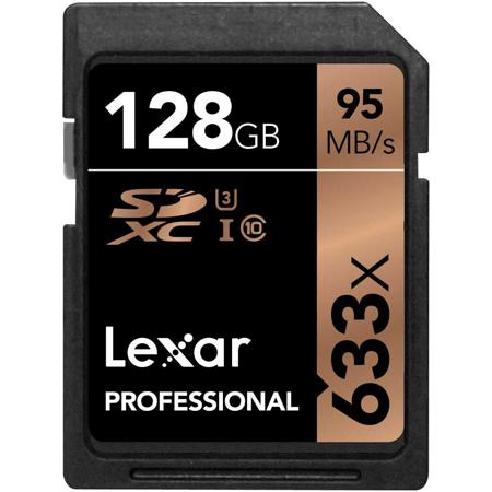Lexar 128GB Professional 633x Class 10 UHS-I U3 SDXC Memory Card for Cameras, 95MB/s Read Speed, 45MB/s Write Speed