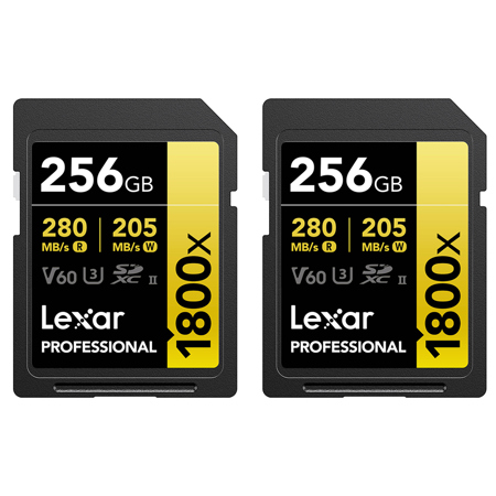 Lexar GOLD Series Professional 1800x 256GB UHS-II SDXC Memory Card, 2-Pack