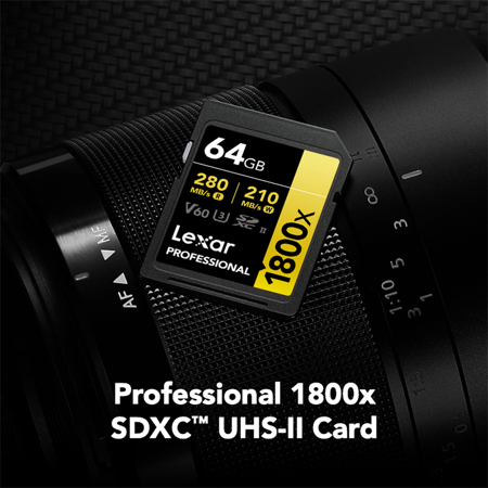 Lexar GOLD Series Professional 1800x 64GB UHS-II SDXC Memory Card