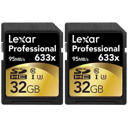 Lexar 32GB Class 10 UHS-I U3 SDHC Memory Card(2 pack) W/Lexar Pro SD Card Reader
