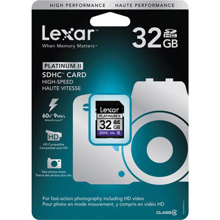 Lexar 32GB 60x Platinum II Series, SDHC Memory Card