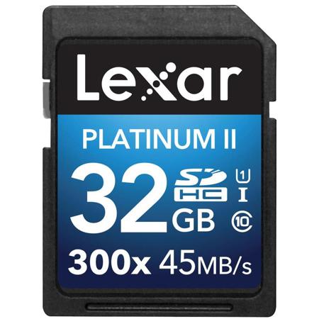 Lexar 32GB Platinum II 300x Class 10 UHSI-U1 SDHC Memory Card