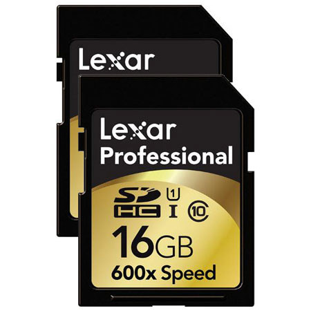 Lexar Two-Pack of 16GB CLASS 10, Pro 600x SDHC UHS-I Memory Card