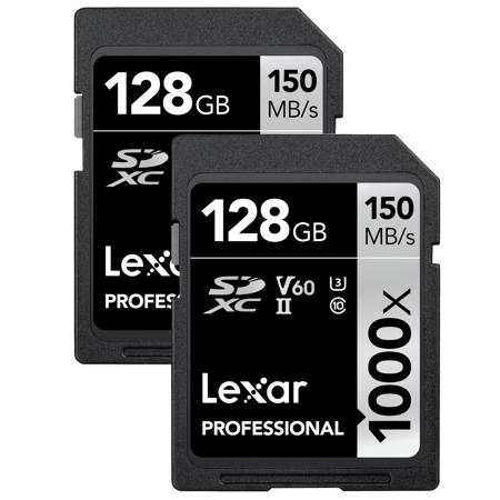 Lexar Professional 128GB 1000x UHSII U3 SDXC Memory Card (2 pack)