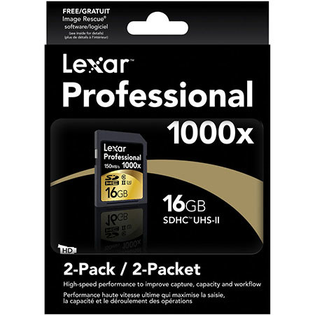 Lexar 16GB Professional 1000x UHS-II U3 SDHC Memory Card (2 pack)