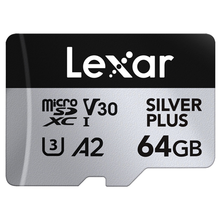 Lexar Professional SILVER PLUS UHS-I V30 microSDXC Card with SD Adapter 64GB