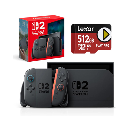 Nintendo Switch 2 Console with Joy-Con 2 Controllers, Bundle with PLAY PRO 512GB microSDXC Express Card