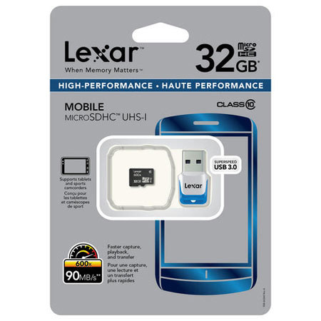 Lexar 32GB High-Performance microSDHC Class 10 UHS-I Memory Card