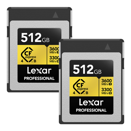 Lexar Gold Series Professional 512GB CFexpress 4.0 Type-B Memory Card, 2-Pack