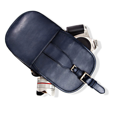 Isaac Mizrahi "Jane" Cross-Body Genuine Leather Camera and Tech Bag, Black