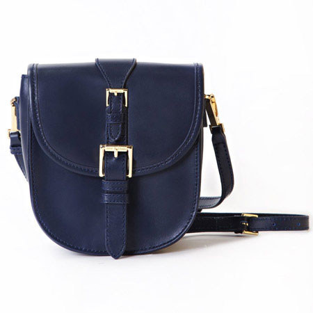 Isaac Mizrahi "Jane" Cross-Body Genuine Leather Camera and Tech Bag, Blue