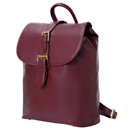 Isaac Mizrahi "Kathryn" Genuine Leather Mini Camera Backpack, Burgundy