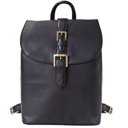 Isaac Mizrahi "Kathryn" Genuine Leather Mini Camera Backpack, Black