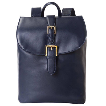 Isaac Mizrahi "Kathryn" Genuine Leather Mini Camera Backpack, Blue