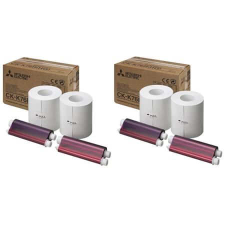 Mitsubishi CK-K76RHG 6" High Grade Paper & Ink Set for CP-K60DW-S, 2-Pack