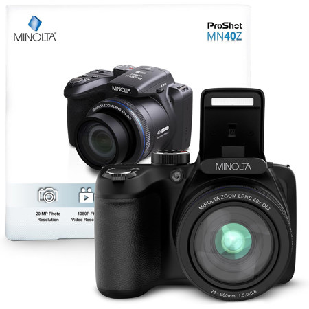 Minolta MN40Z ProShot 20 MP / 1080P FHD Bridge Camera with 40x