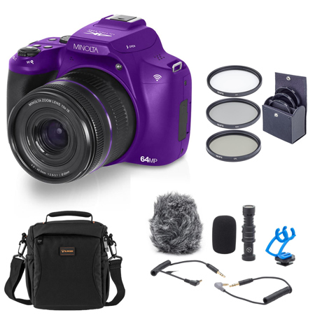 Minolta MNB10Z 64MP Digital Camera, Purple, with Accessories Kit