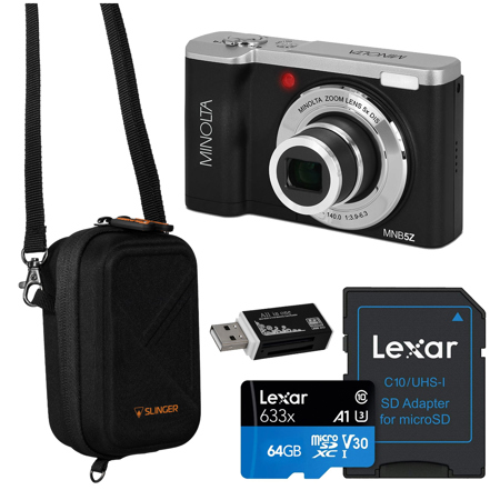 Minolta MNB5Z 56MP 5K UHD 2.8" LCD Screen Digital Camera, Black, w/Essential Kit