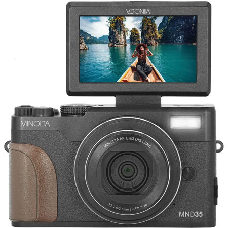 Minolta MND35 64MP 4K Ultra HD Wi-Fi Digital Camera without Memory Card, Black