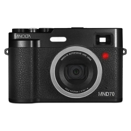 Minolta MND70 Retro 48MP Wi-Fi 5K Ultra HD Dual Lens Digital Camera without Memory Card, Black