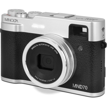 Minolta MND70 Retro 48MP Wi-Fi 5K Ultra HD Dual Lens Digital Camera Silver/Black
