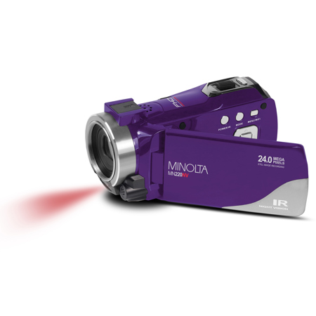 Minolta MN220NV Full HD 24MP 3" Touchscreen Night Vision Wi-Fi Camcorder, Purple