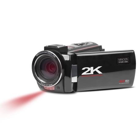 Minolta MN2K10NV 2K Ultra HD Camcorder with 3" Touchscreen and Infrared Night Vision, Black