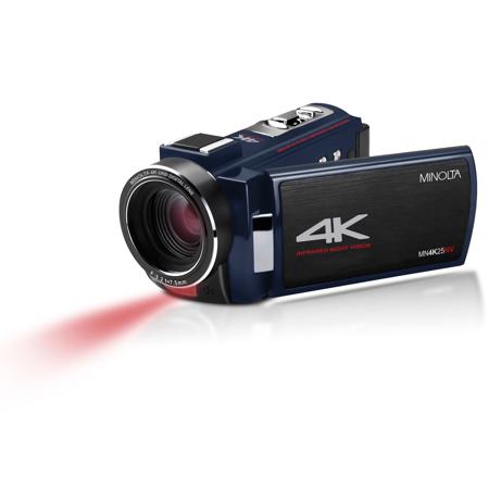 Minolta MN4K25NV 4K Ultra HD 30MP 3" Touchscreen Camcorder with Night Vision, Blue