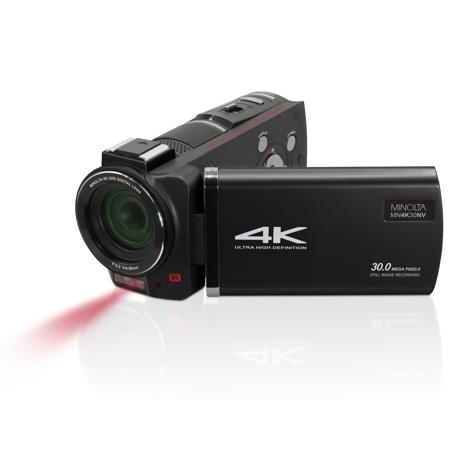 Minolta MN4K30NV 4K Ultra HD 30MP 3" Touchscreen Night Vision Camcorder with 4.88mm f/2.2 Lens, Black