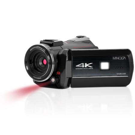 Minolta MN4K40NV 4K Ultra HD 30MP 3" Touchscreen Night Vision Camcorder with LED Light, Black