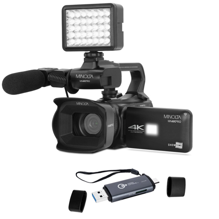 Minolta MN4KPRO 64MP 4K UHD Autofocus Pro Camcorder Kit, with Included Value