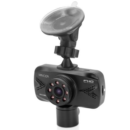 Minolta MNCD350X Full HD 2.7" IR LCD Screen Front and Interior Dash Camera with 2-Channel Recording, Black